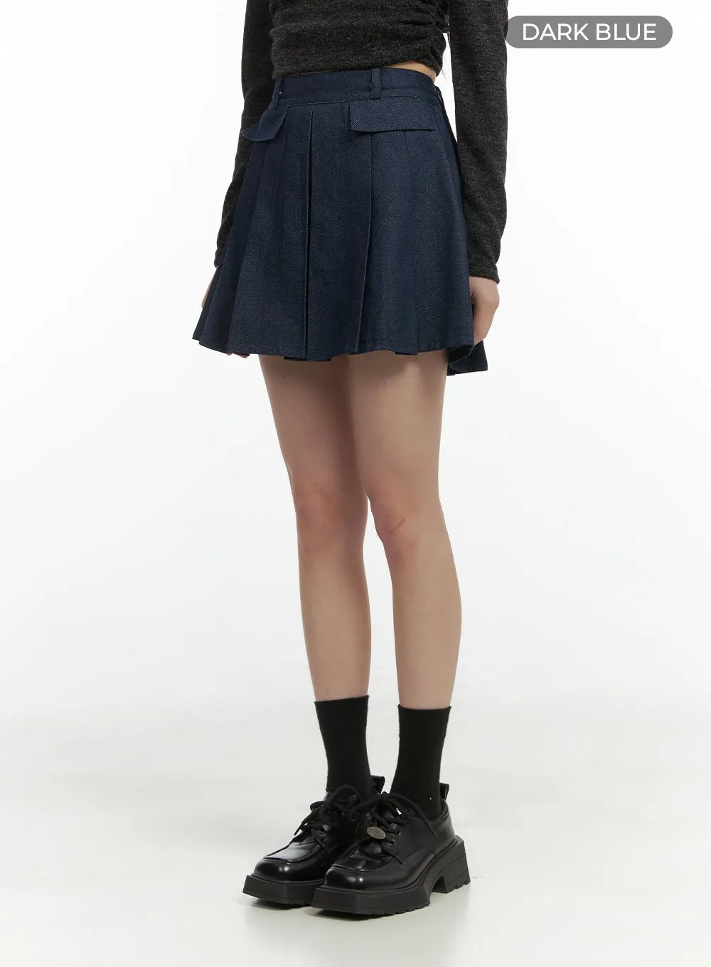 Pleated Denim Mini Skirt CO410