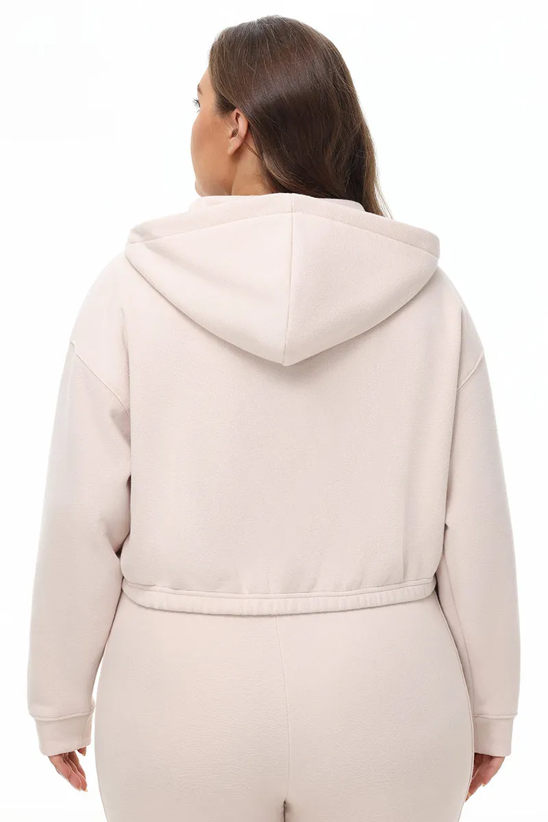 Plus-Size Cropped Fleece Hoodie With Side Bling