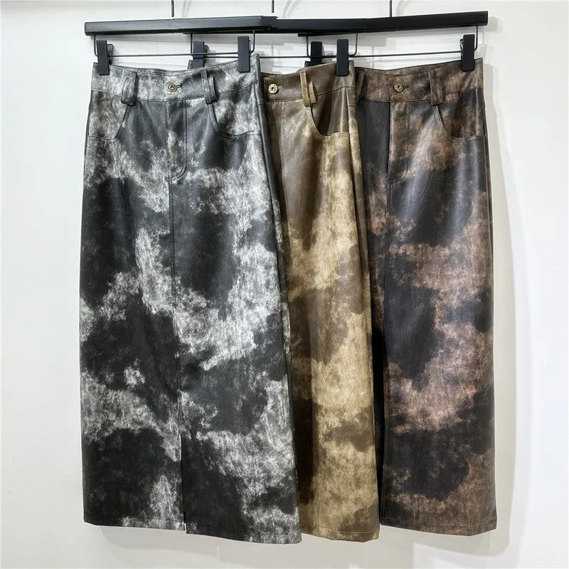 Pre Order: Tie Dye Leather Hip Hugging Skirt