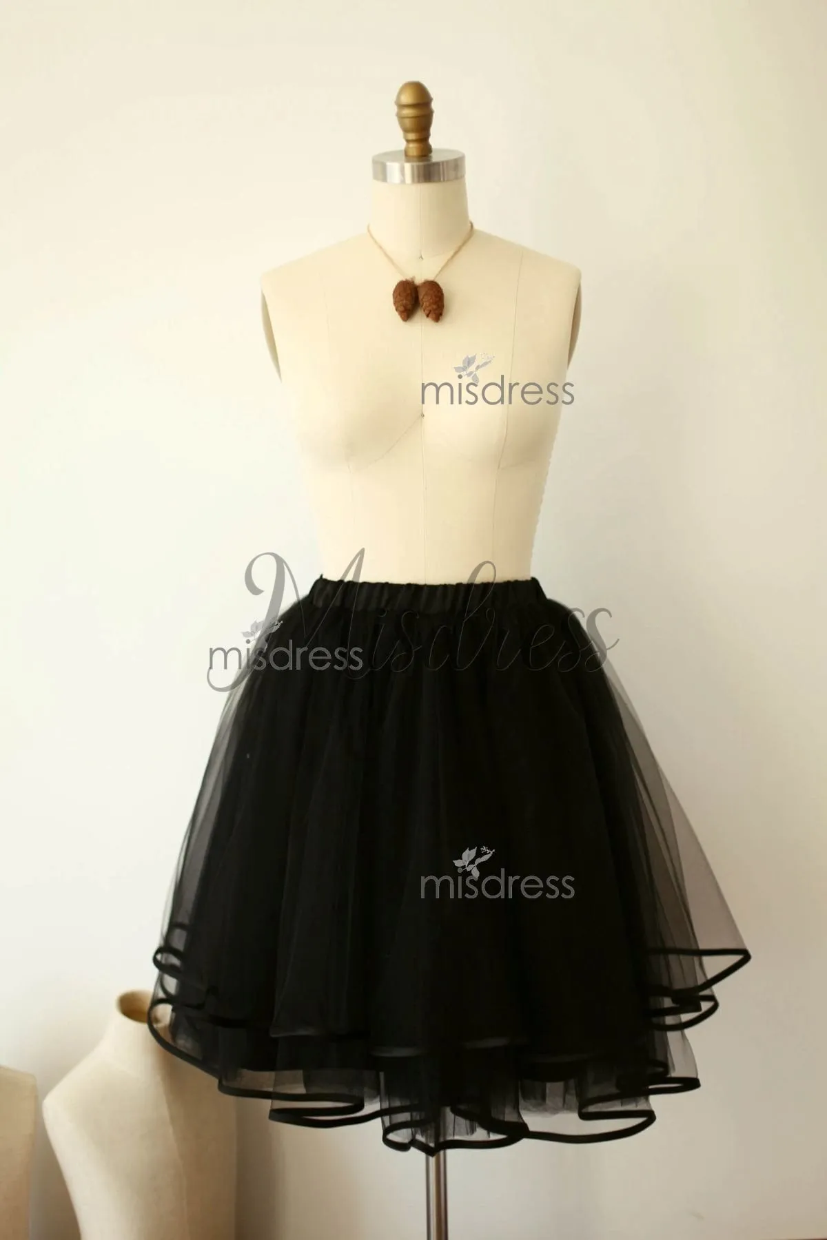 Princess Black Tulle Satin Edge Skirt Short Woman Skirt