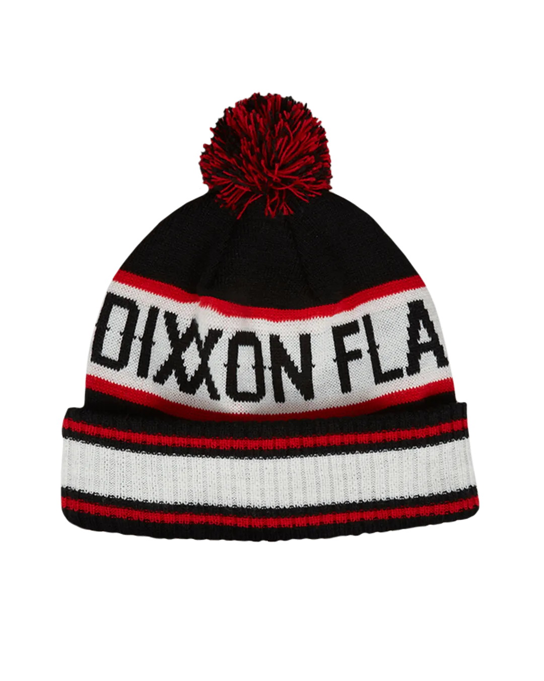 Puff Ball Beanie - Black, Red, & White