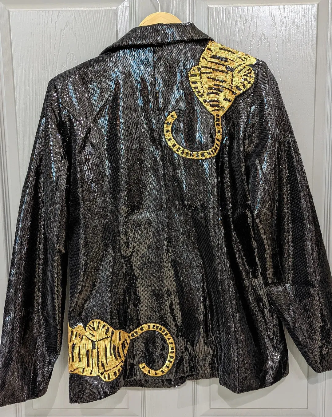 Queen of Sparkles Black Sequin Tiger Blazer