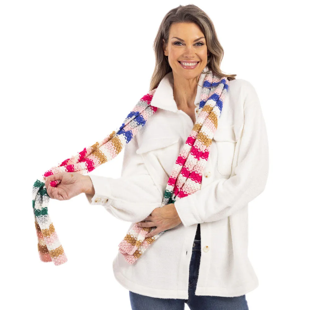 Rainbow Stripes Wholesale Crochet Scarf for Women