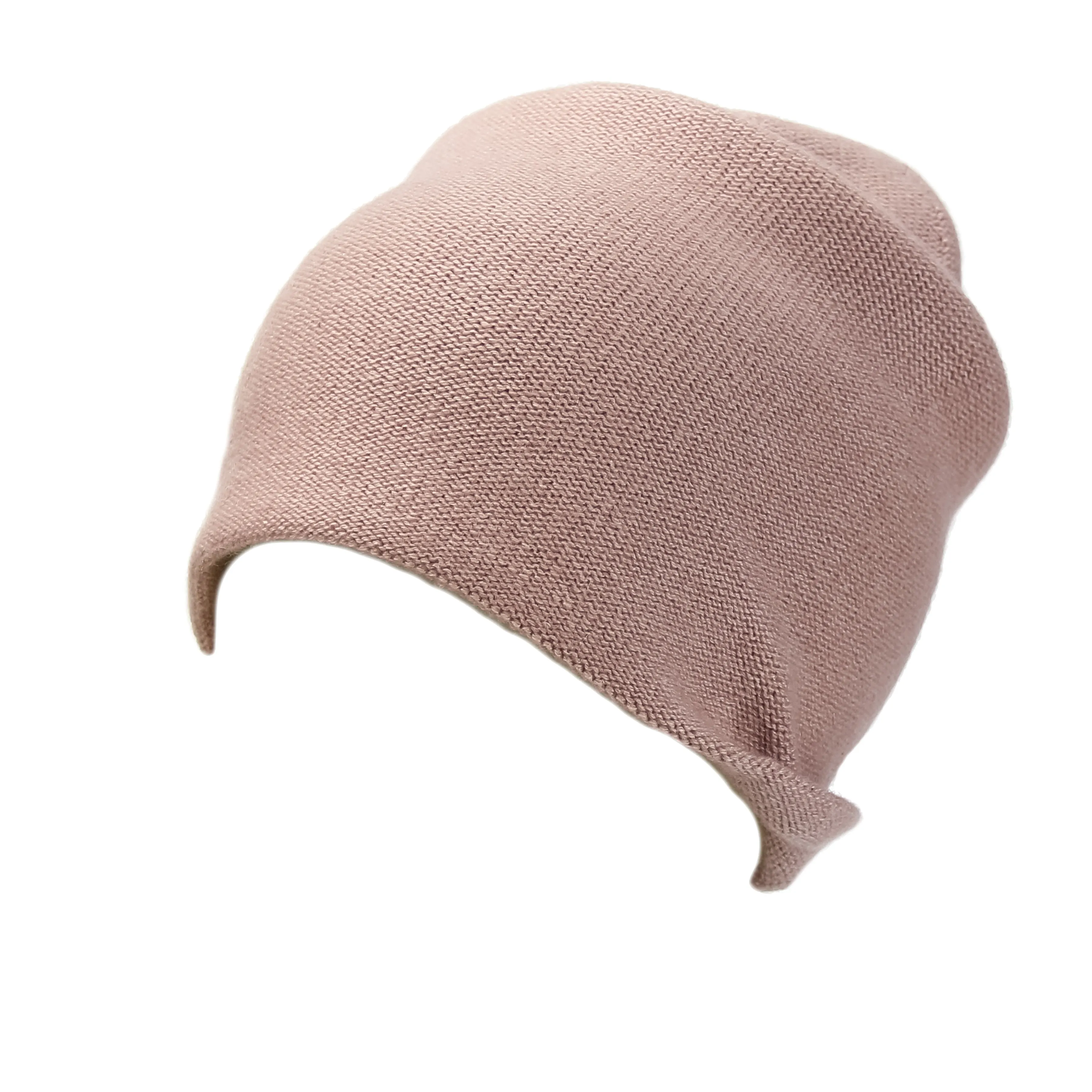 Reversible Slouchy Rose Cashmere Hat with Pink Heart and Electric Blue Pom-Pom