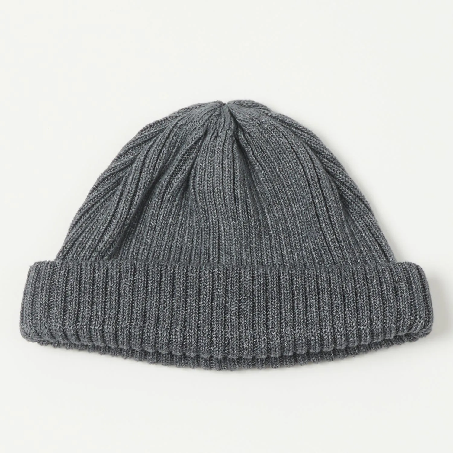 RoToTo Cotton Roll Up Beanie - Black Denim