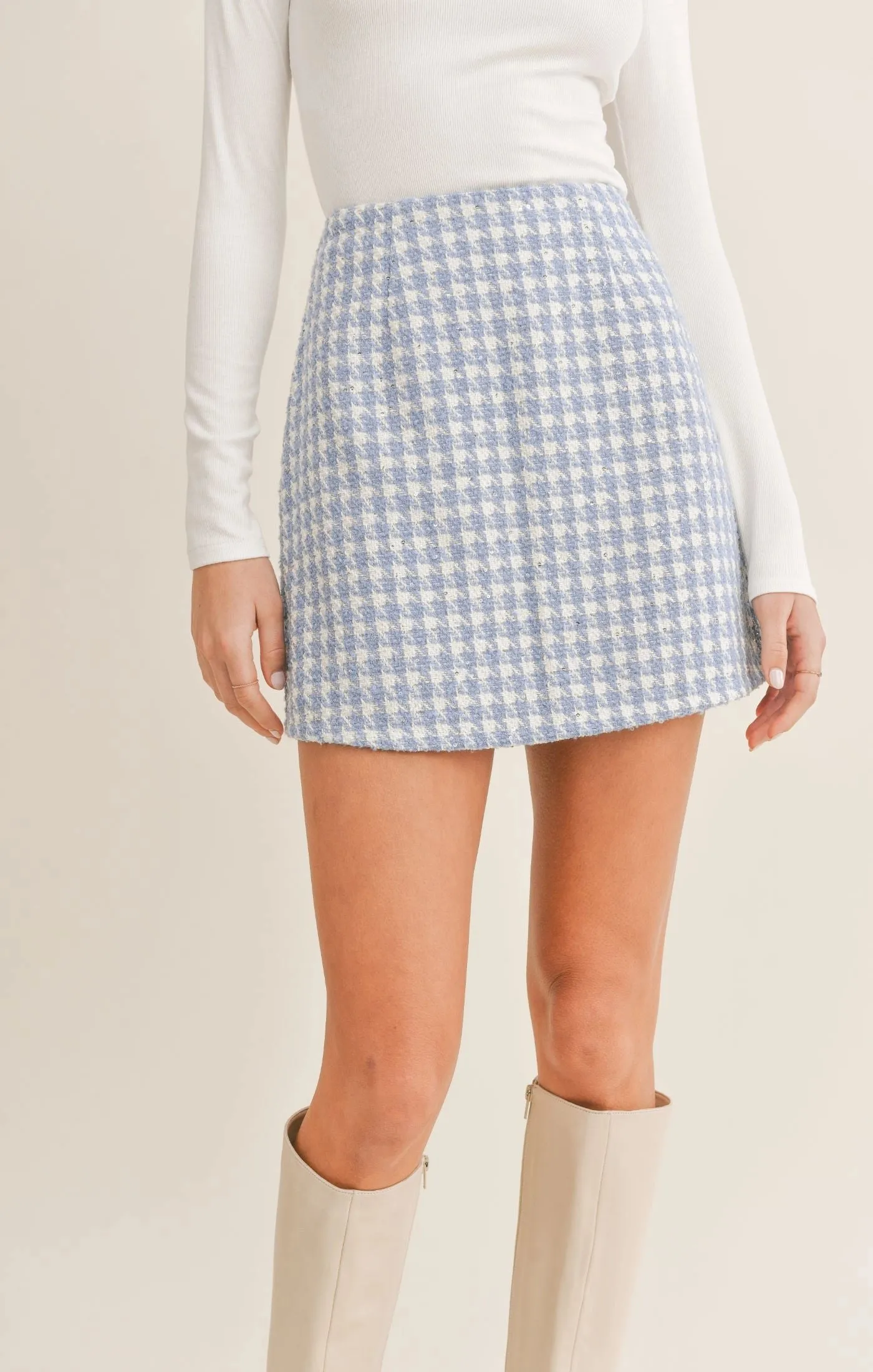 Sadie & Sage Mila Houndstooth Mini Skirt