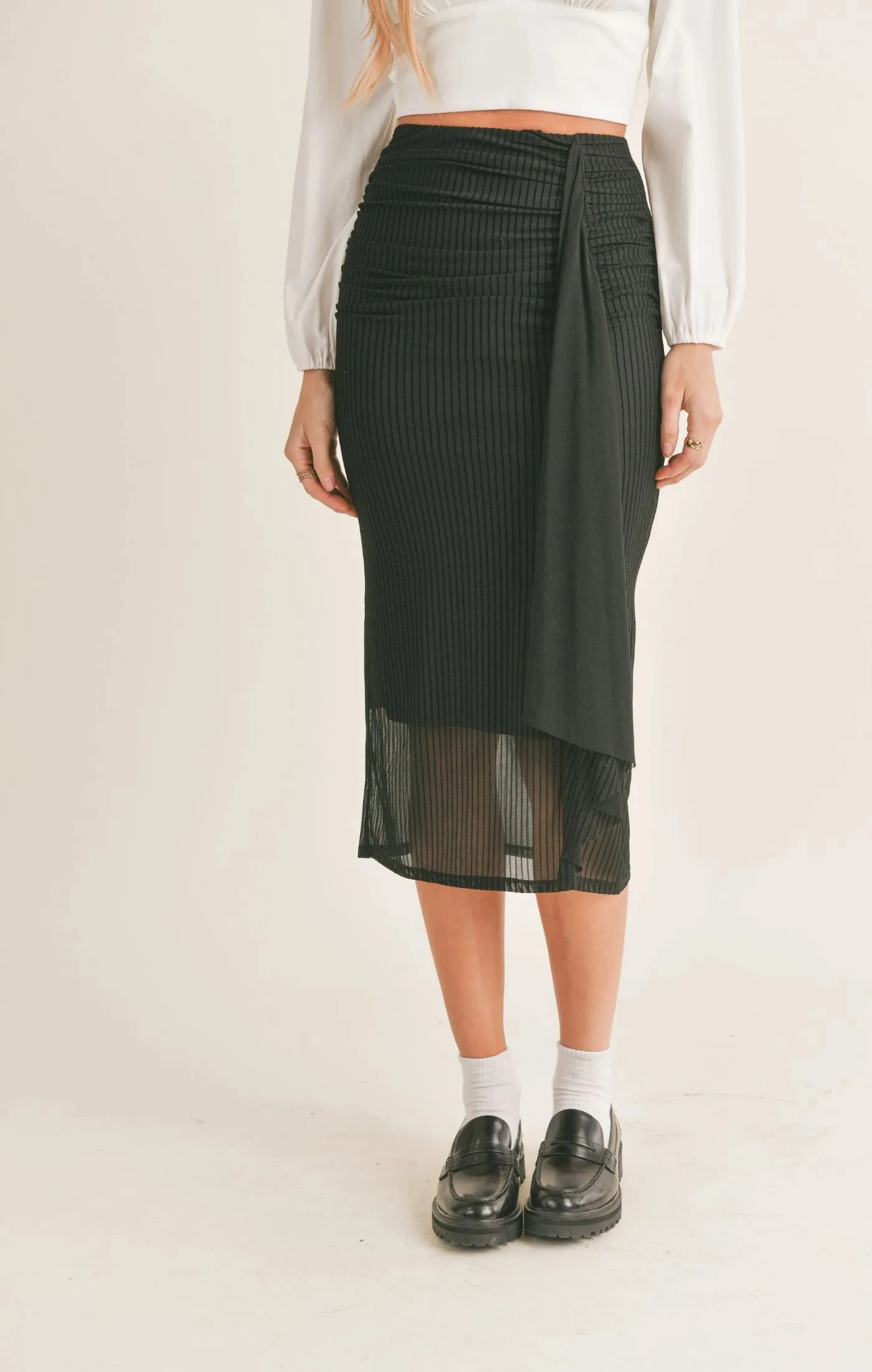 Sage the Label Lady Dynamite Ruched Midi Skirt