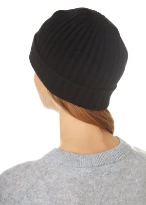 Santacana Black Ribbed 'Cashmere Blend Beanie'