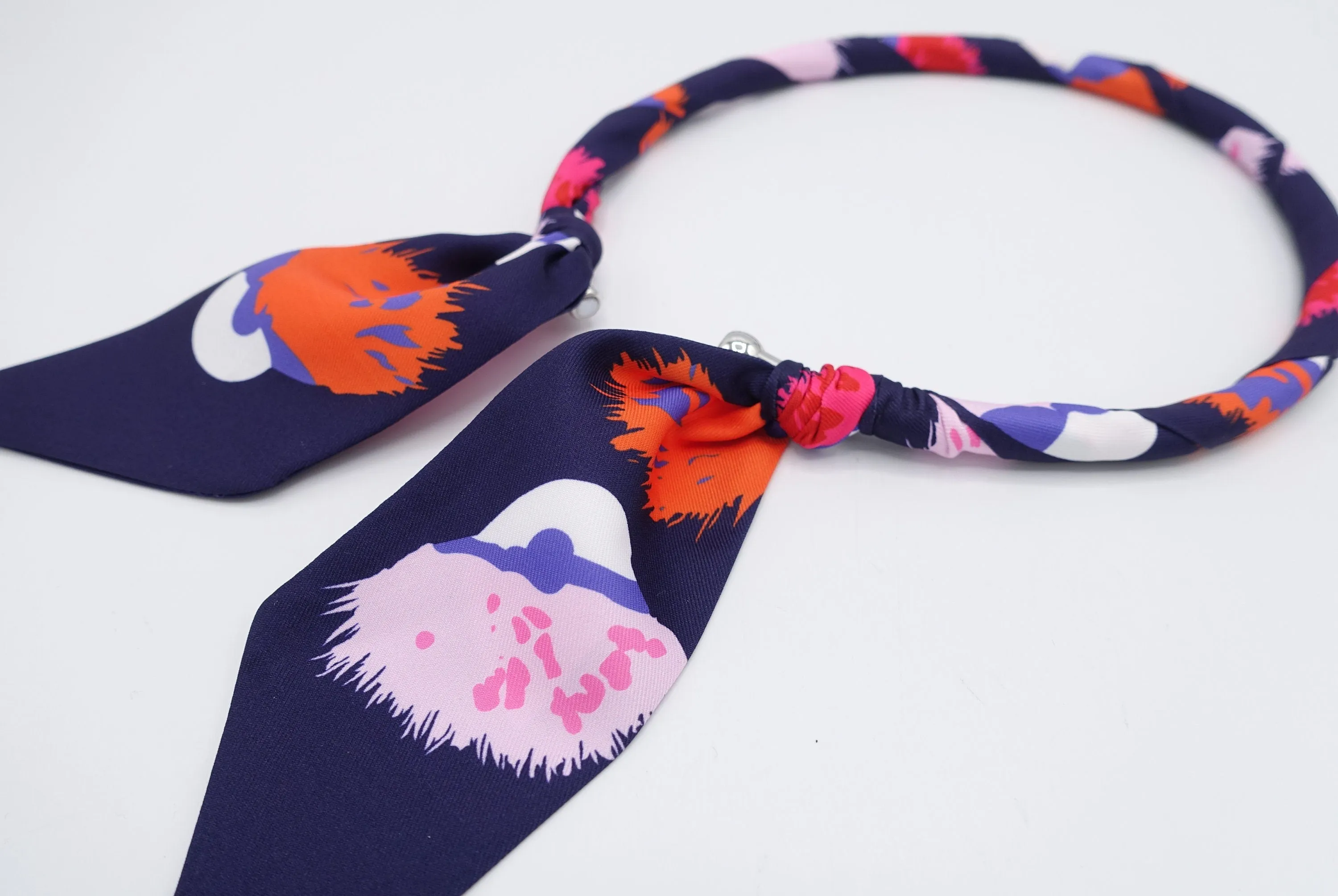 scarf necklace, simple flower print necklace, magnetic necklace