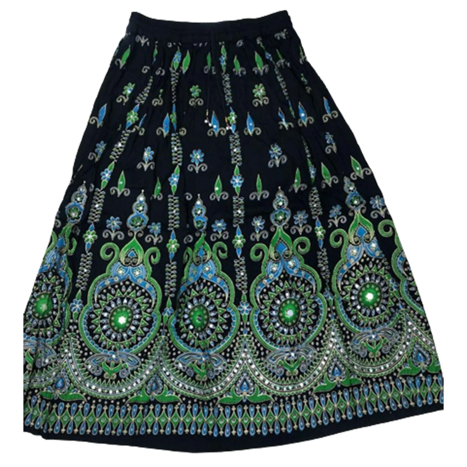 Sequin Skirt Long Aztec Pattern