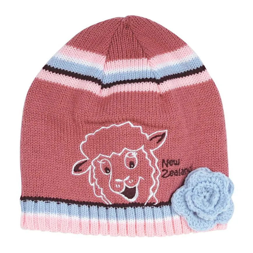 Sheep Face Kids Beanie Pink