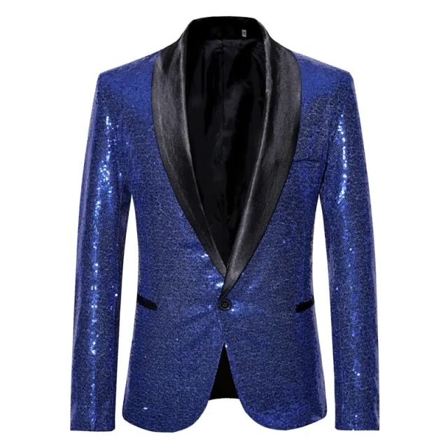 Shiny Sequin Glitter Embellished Men Blazer