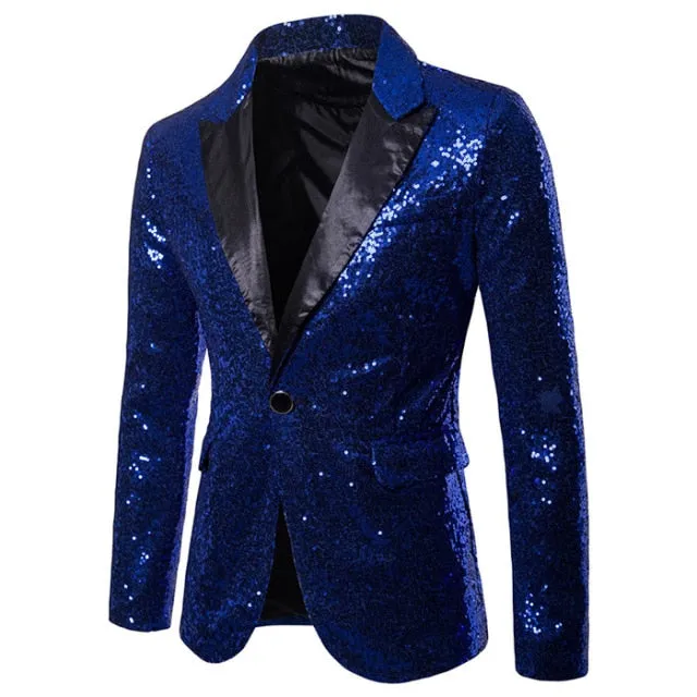 Shiny Sequin Glitter Embellished Men Blazer