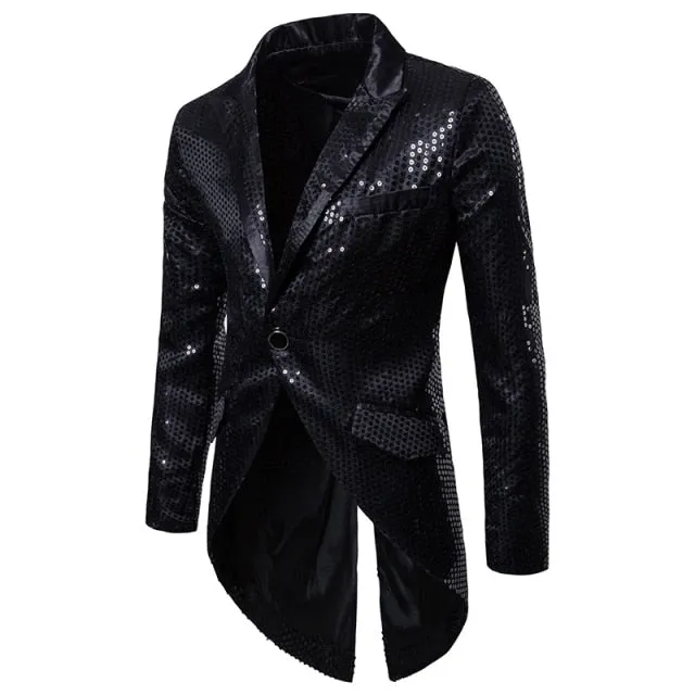 Shiny Sequin Glitter Embellished Men Blazer