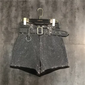 Shorts for women decorated with rhinestones