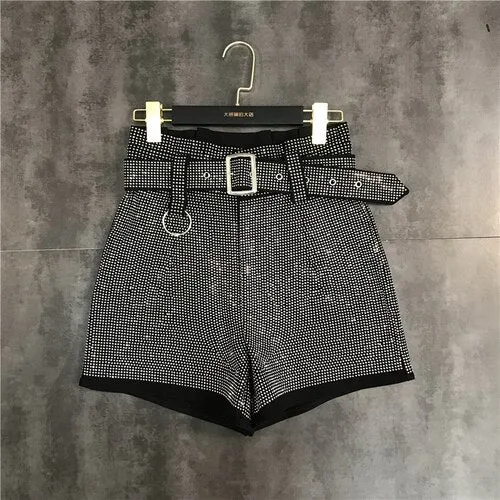 Shorts for women decorated with rhinestones