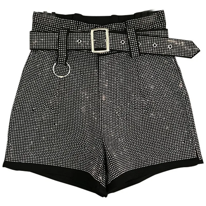 Shorts for women decorated with rhinestones