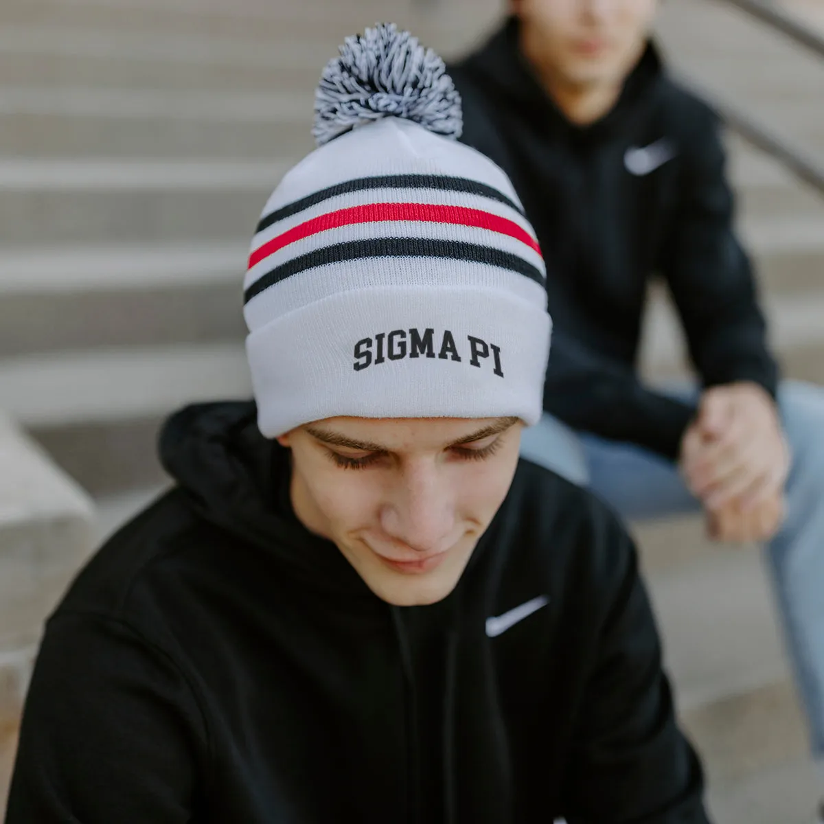 Sigma Pi White Hockey Knit Beanie