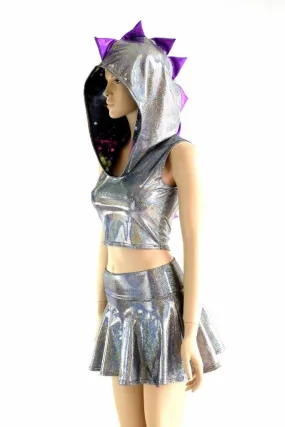 Silver Holographic Dragon Hoodie Set