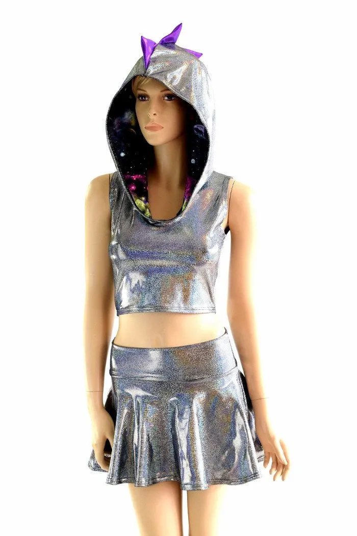 Silver Holographic Dragon Hoodie Set