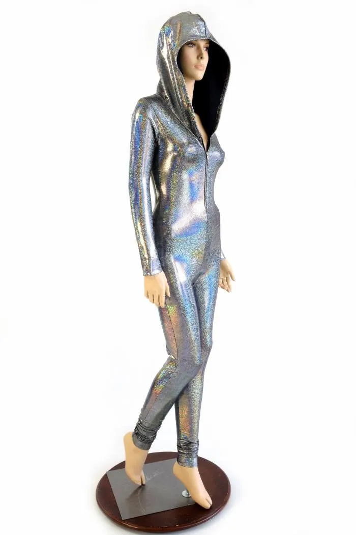 Silver Holographic Zipper Catsuit