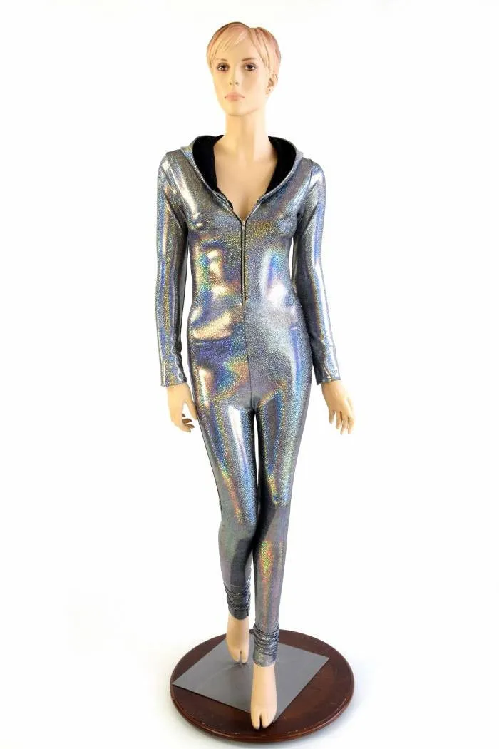 Silver Holographic Zipper Catsuit