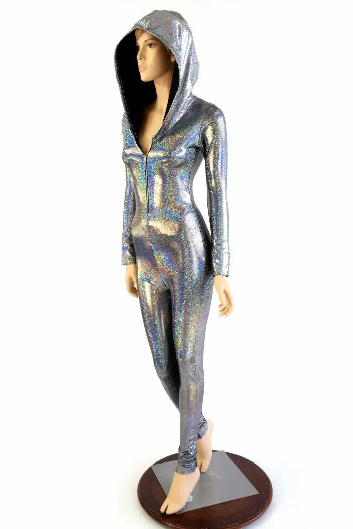 Silver Holographic Zipper Catsuit