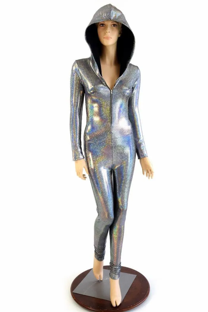 Silver Holographic Zipper Catsuit