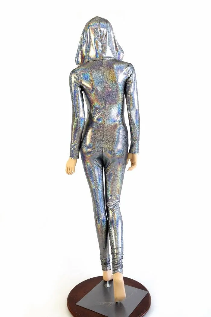 Silver Holographic Zipper Catsuit