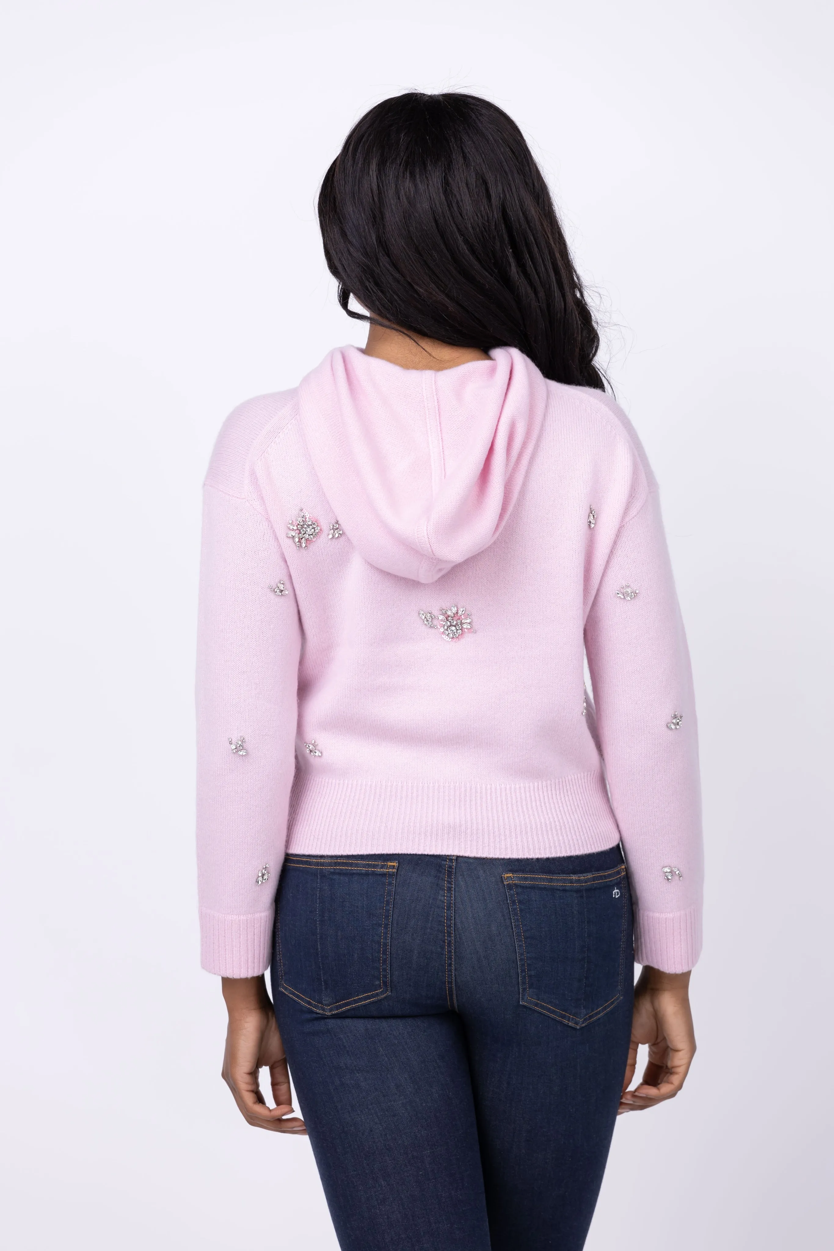 Simkhai Karmen Embellished Hooded Top in Ballet Pink