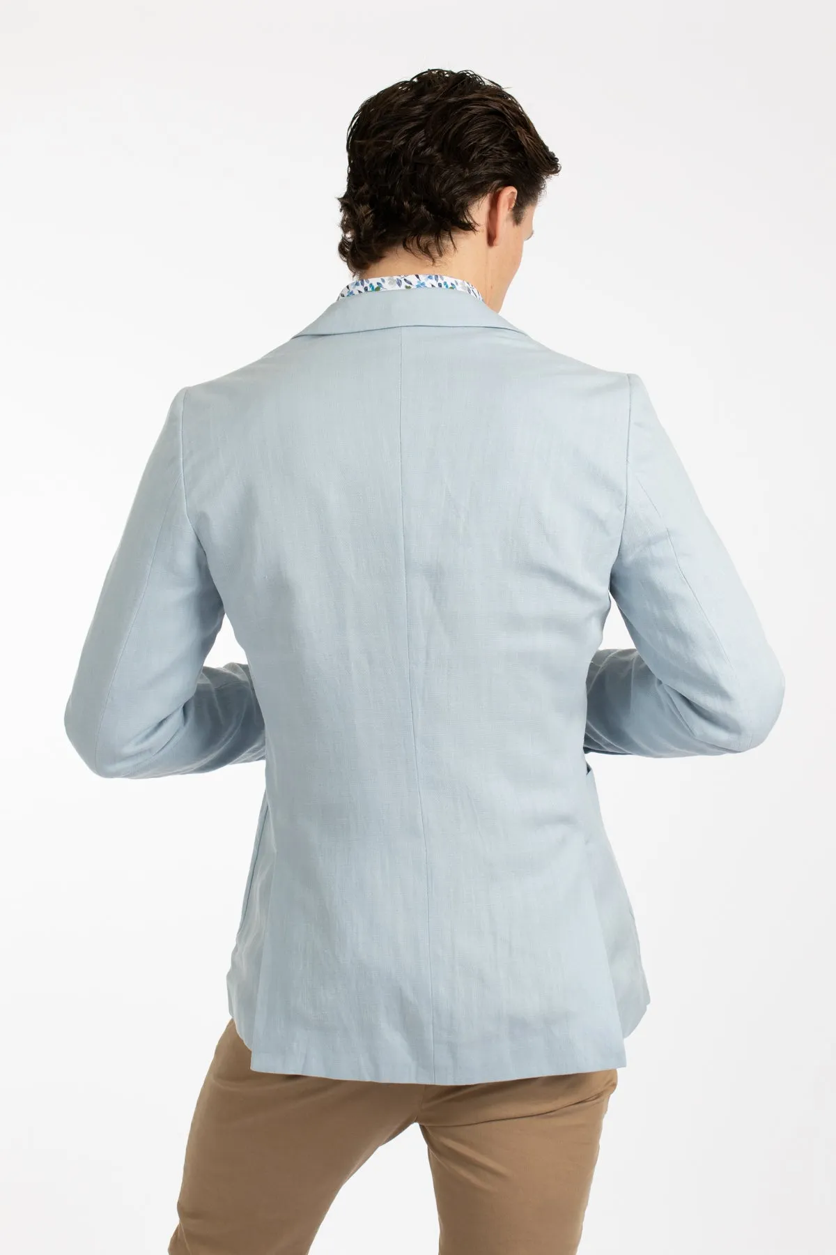 Sky Patch Pocket Linen Blazer