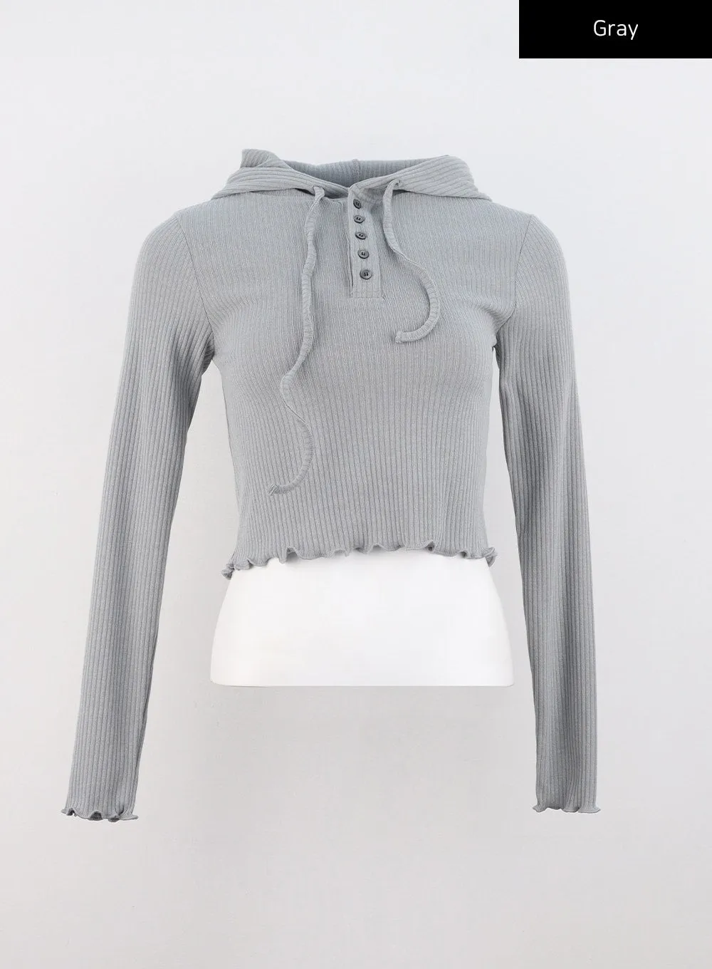 Slim Fit Ribbed Crop Hoodie CS320