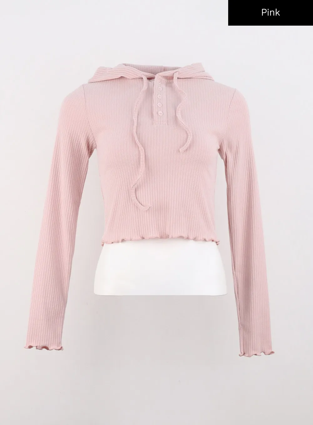 Slim Fit Ribbed Crop Hoodie CS320