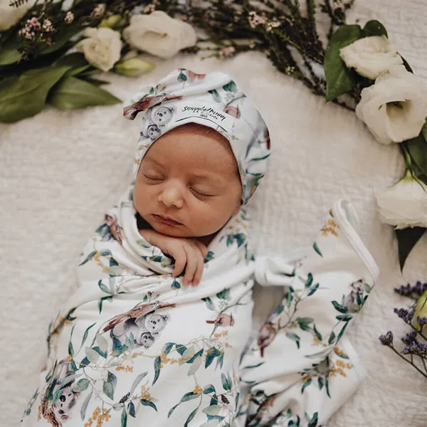 Snuggle Hunny Jersey Wrap with Matching Headwear - Eucalypt