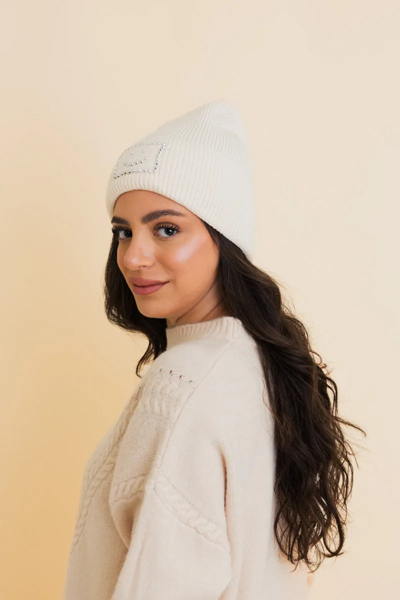 Square Sparkle Smiles Ribbed Beanie