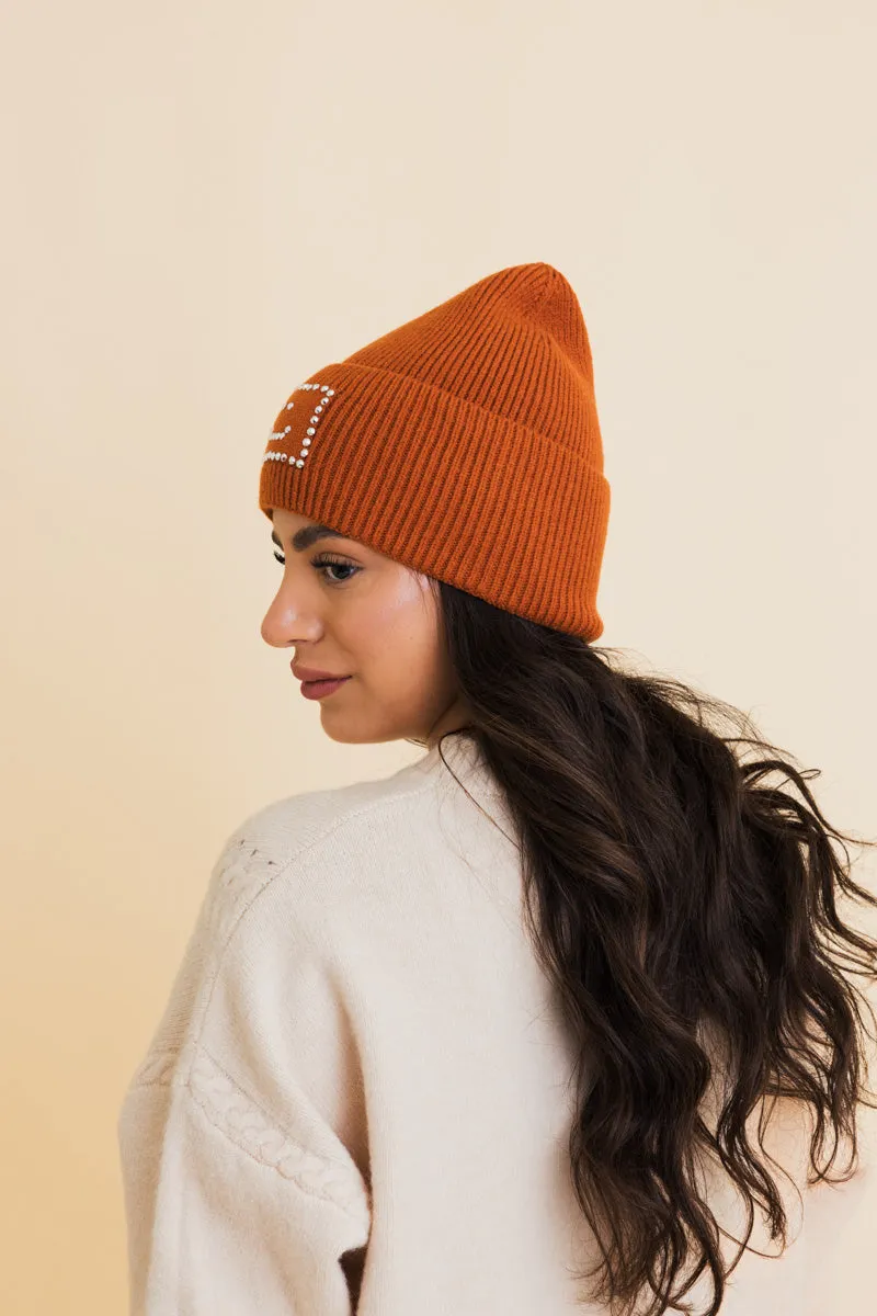 Square Sparkle Smiles Ribbed Beanie