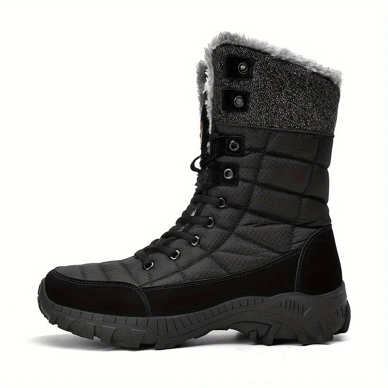 Stylish Men's Mid-Calf Winter Boots - Insulated, Non-Slip, Lace-Up, Round Toe Comfort