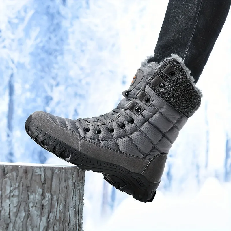 Stylish Men's Mid-Calf Winter Boots - Insulated, Non-Slip, Lace-Up, Round Toe Comfort