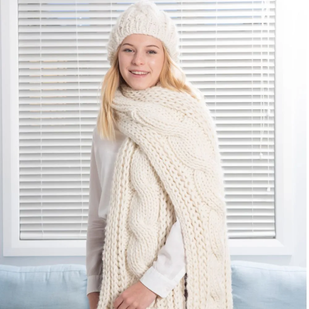 Sumptuous Cable Scarf & Beanie Knitting Pattern (N1601)