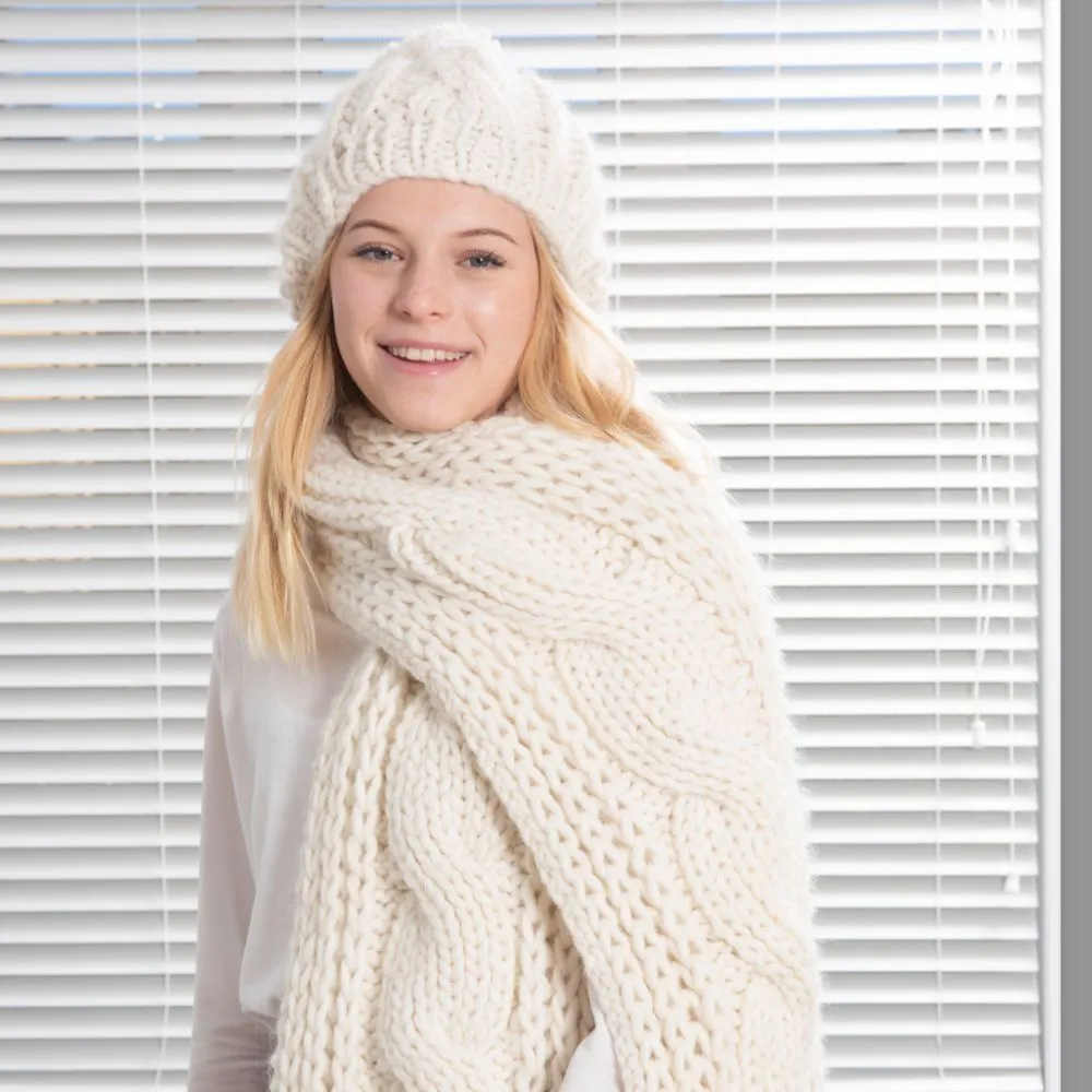 Sumptuous Cable Scarf & Beanie Knitting Pattern (N1601)