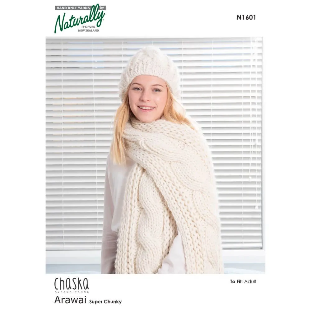 Sumptuous Cable Scarf & Beanie Knitting Pattern (N1601)