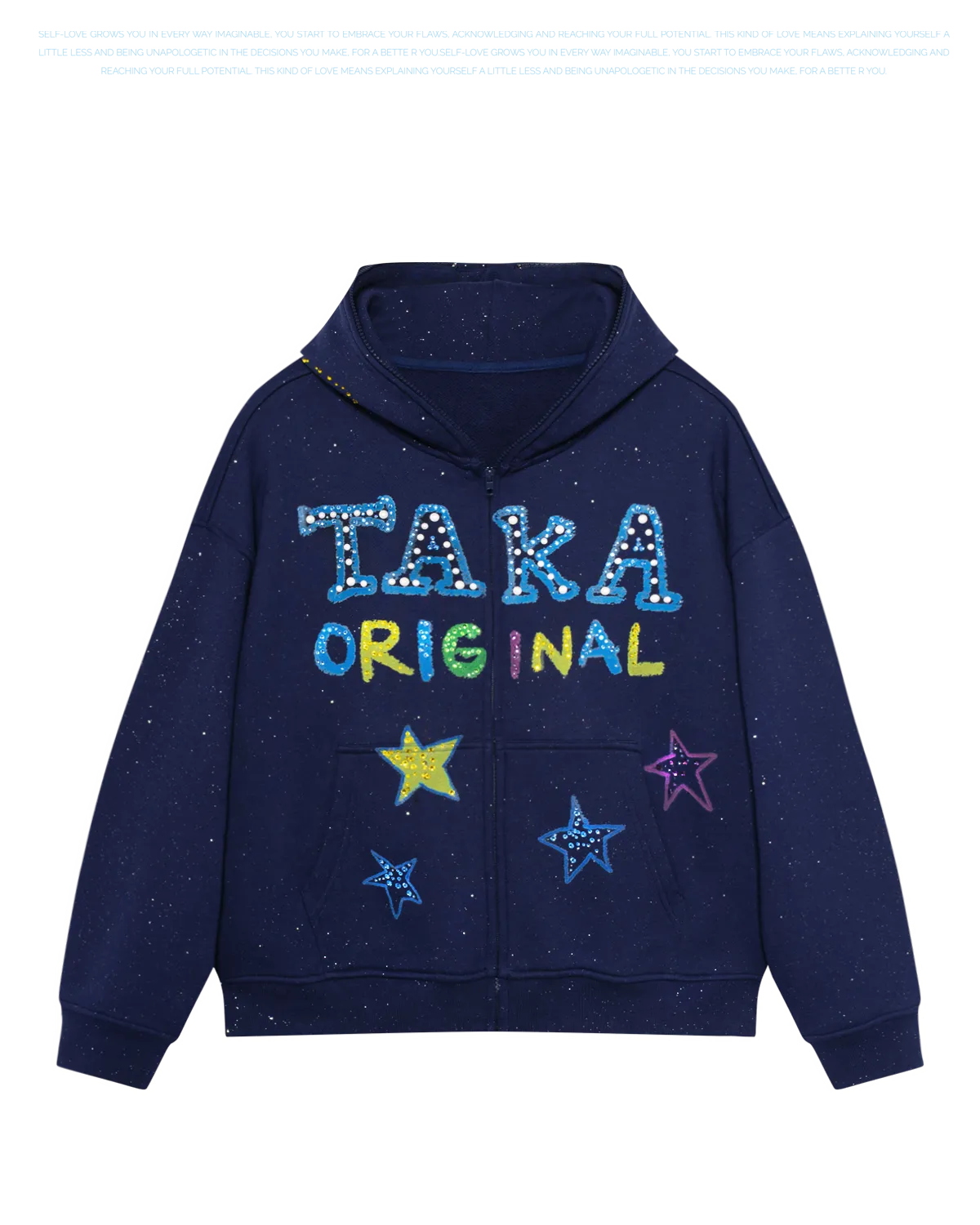 TAKA Original Self-Love Shimmer Night Sky Zip Hoodie