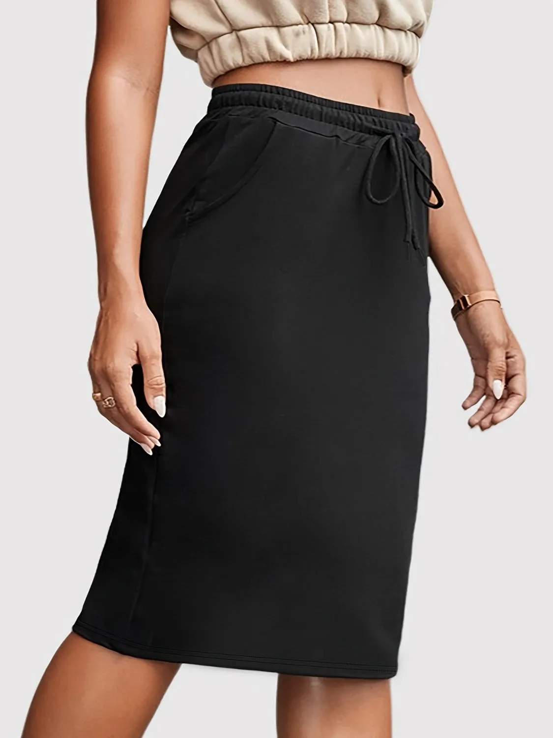 TEEK - Black Drawstring Pocketed Skirt