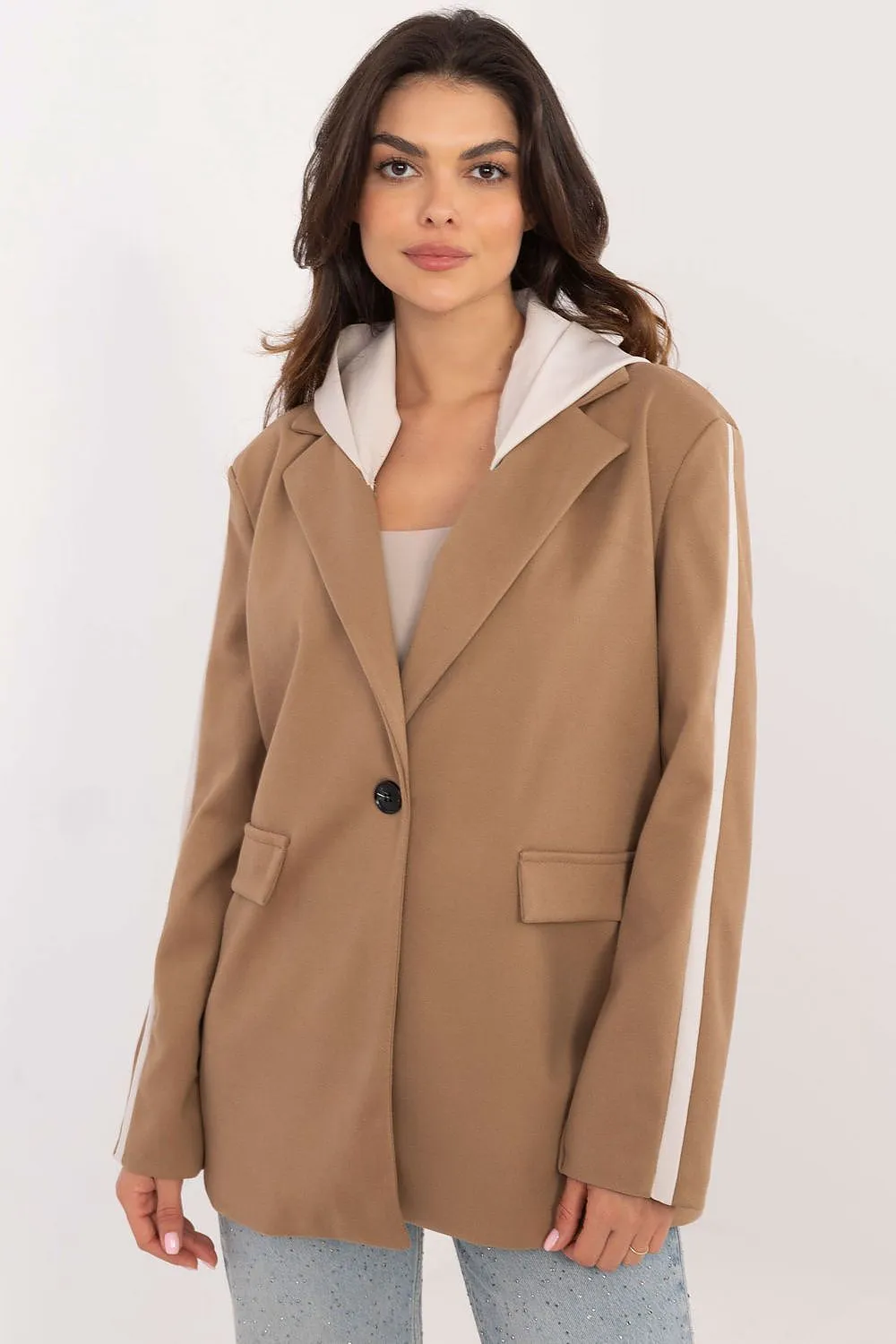 TEEK - Linear Buttoned Hooded Blazer Jacket