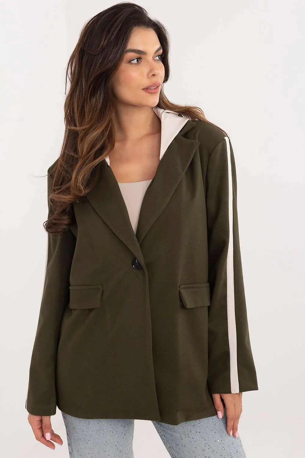 TEEK - Linear Buttoned Hooded Blazer Jacket