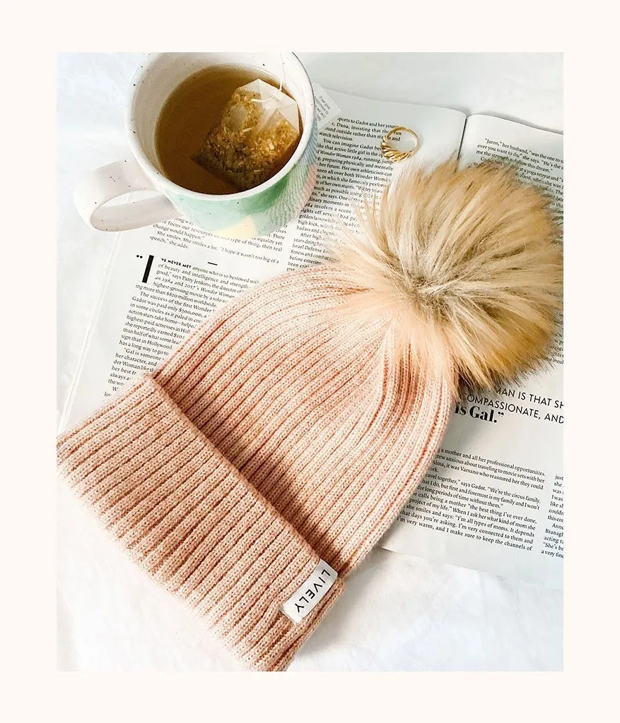 The It-Girl Pom Beanie: Dusty Pink