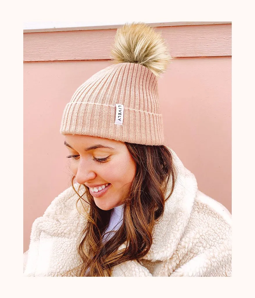 The It-Girl Pom Beanie: Dusty Pink