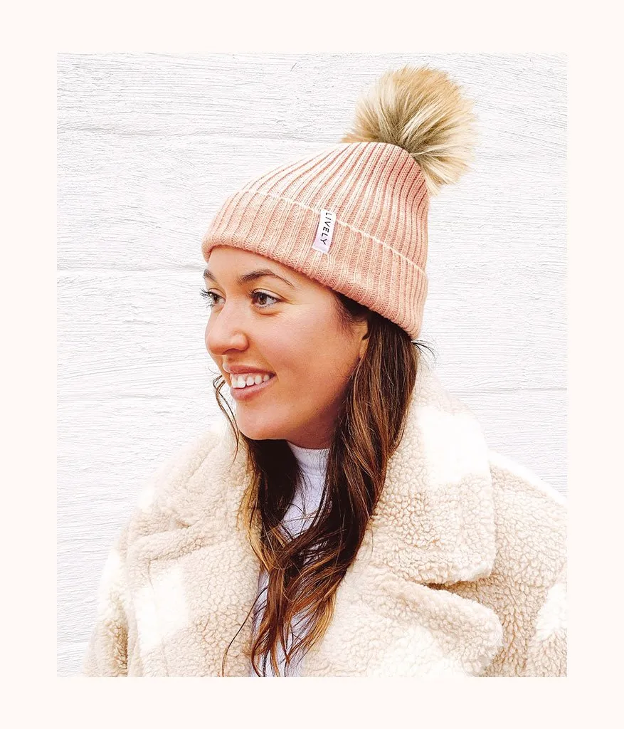 The It-Girl Pom Beanie: Dusty Pink