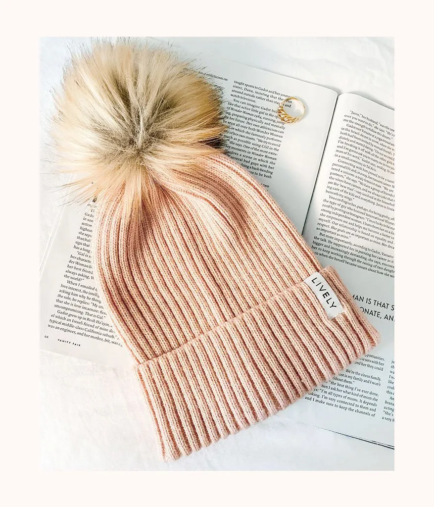 The It-Girl Pom Beanie: Dusty Pink