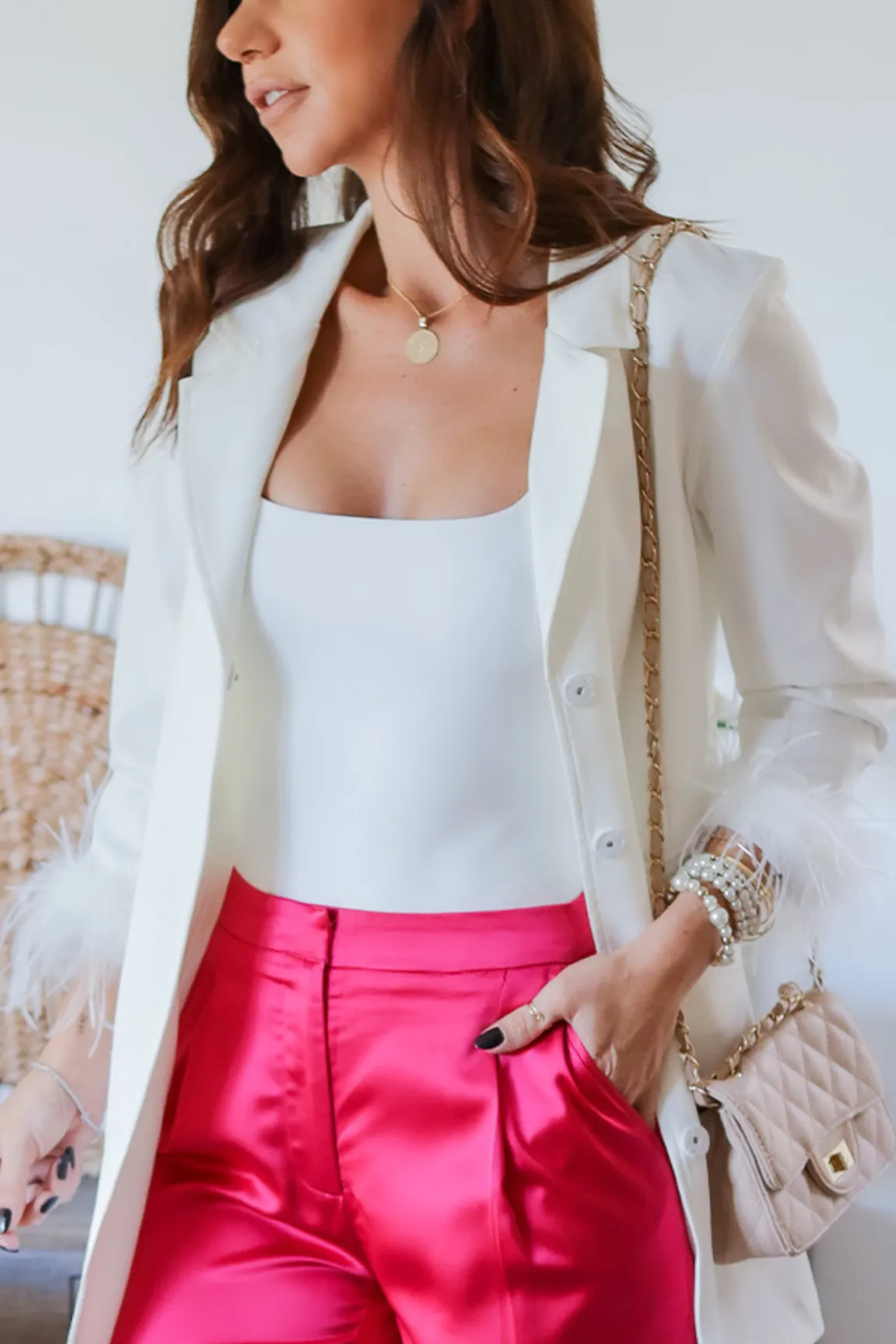 The Rachel Feather Blazer-White